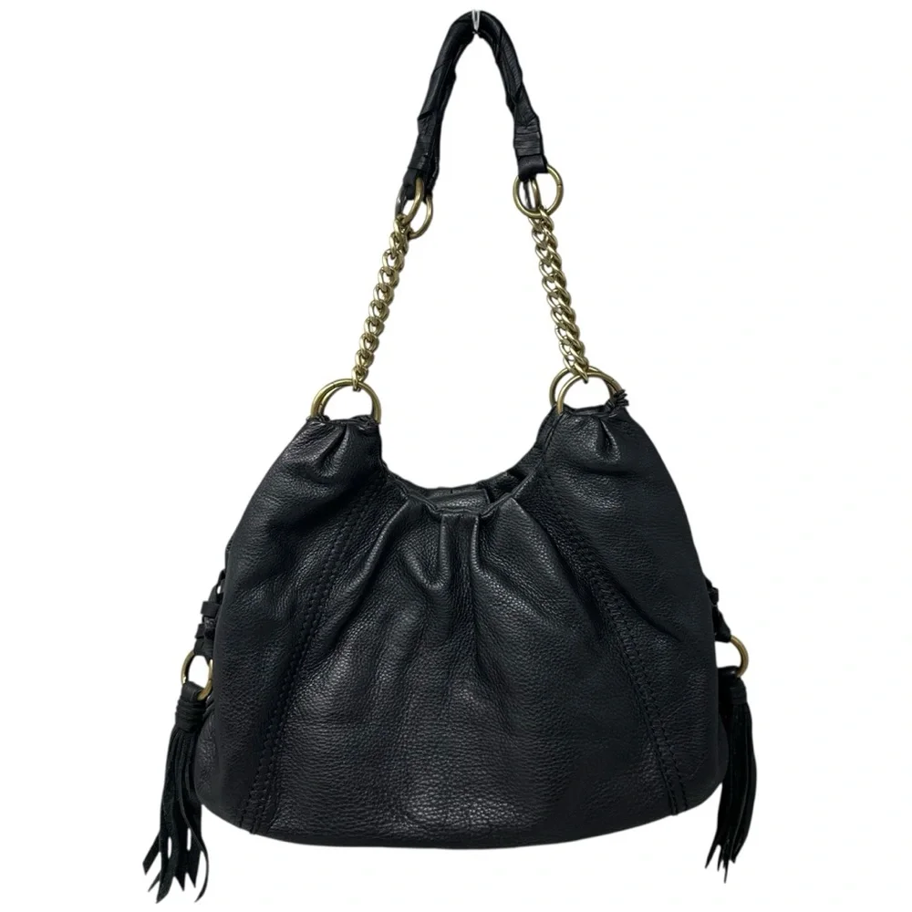 The Sak Black Pebbled Leather Hobo Bag Shoulder Purse Handbag